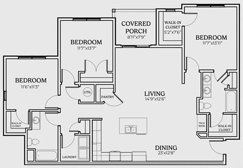 a floor plan of a house with a bedroom and a living room